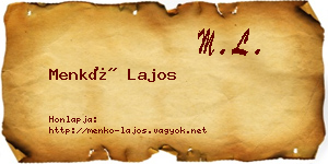 Menkó Lajos névjegykártya